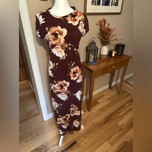 Acting Pro Pink and Orange Flutter Sleeve Maxi Dress
